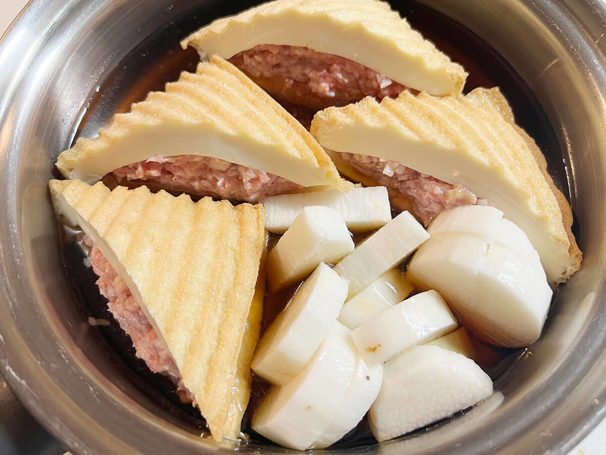 厚揚げの肉詰め煮