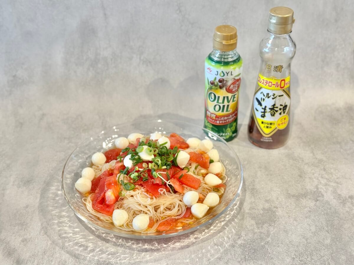 ひとくちモッツァレラとトマトのそうめん