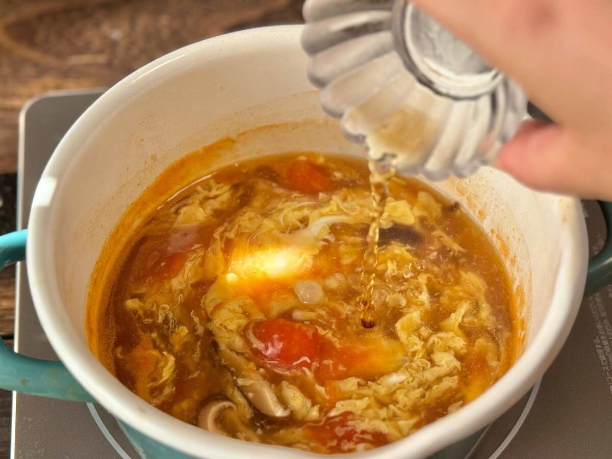 けんまさきっちんさん「たった2分でできる！本格中華スープ！酸辣湯！」のレシピ