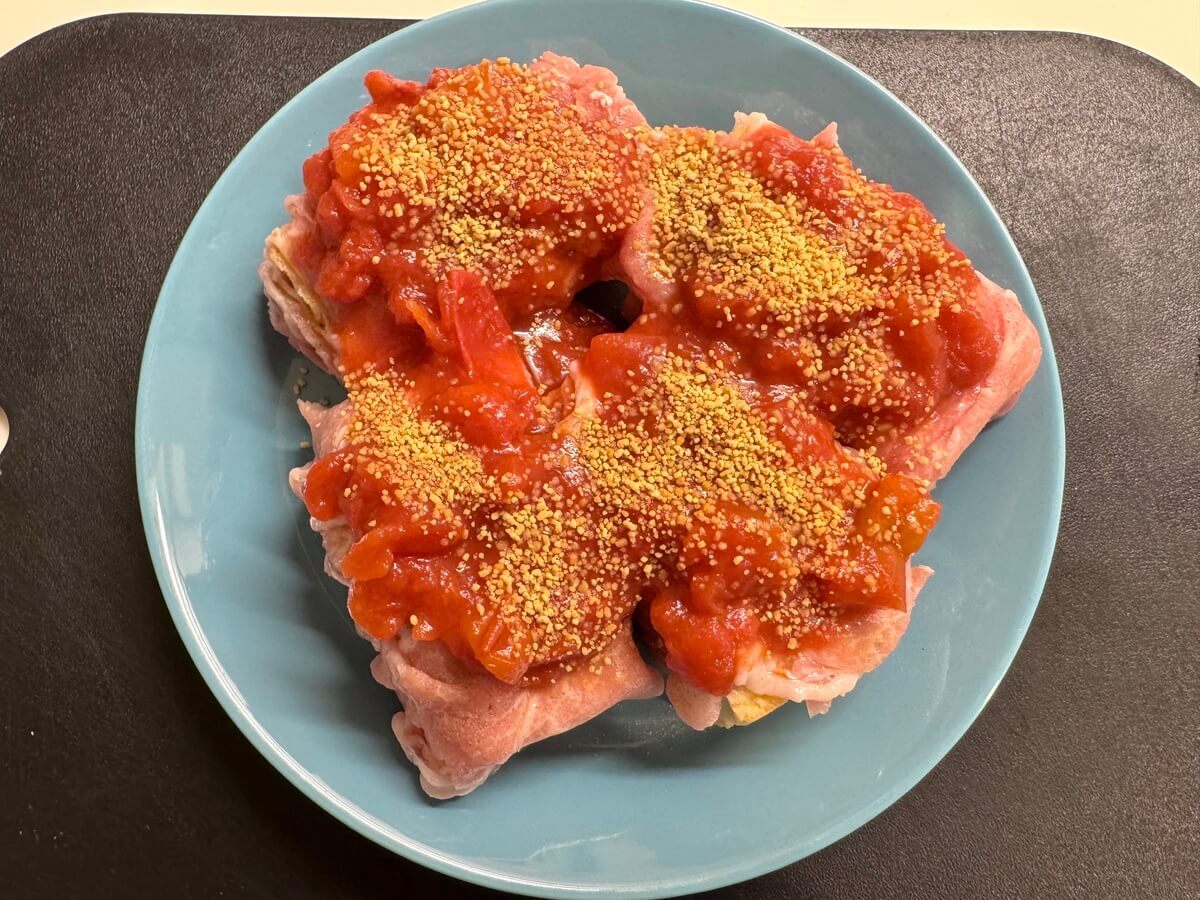 厚揚げのトマチー肉巻き