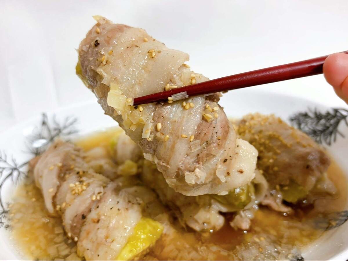 とろなす肉巻きのねぎだし蒸し