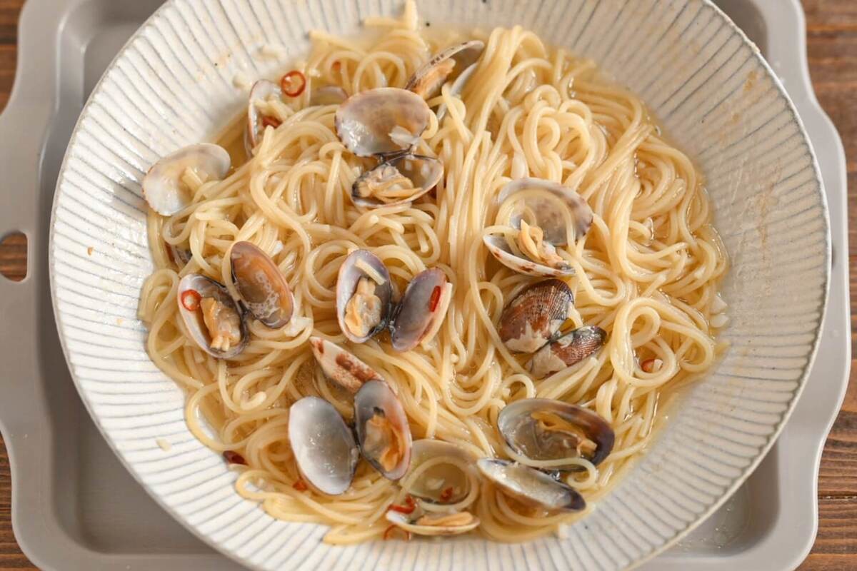 冷凍子ママさん「ワンボウルで作る【ひとりパスタ】ボンゴレビアンコ」