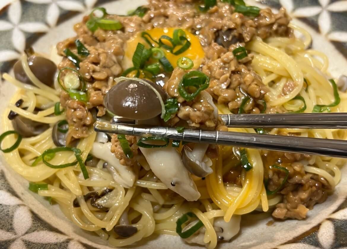 ワンパンでできる無限納豆パスタ