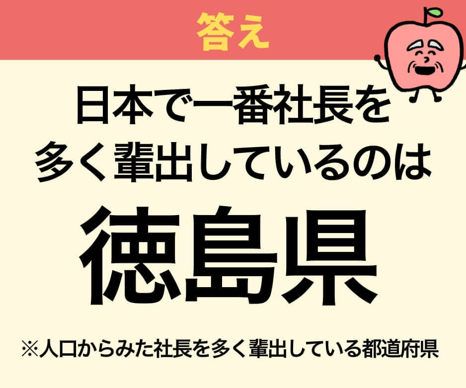 日本で一番社長を多く輩出している県は？