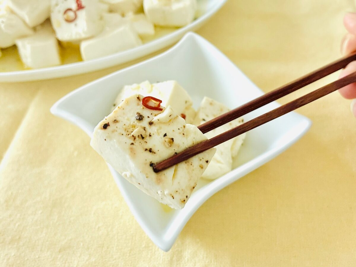 木綿豆腐のペペロンチーノ