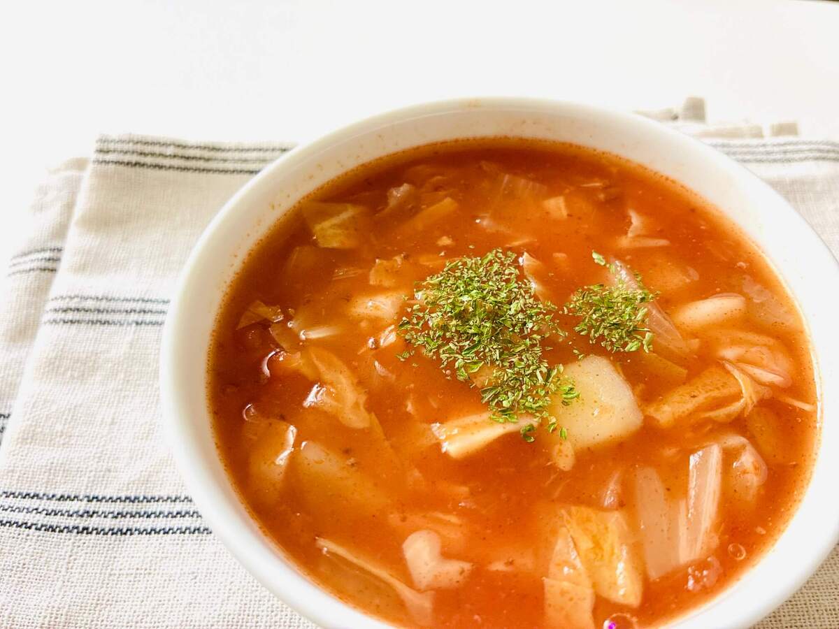 パスタソースでミネストローネスープ