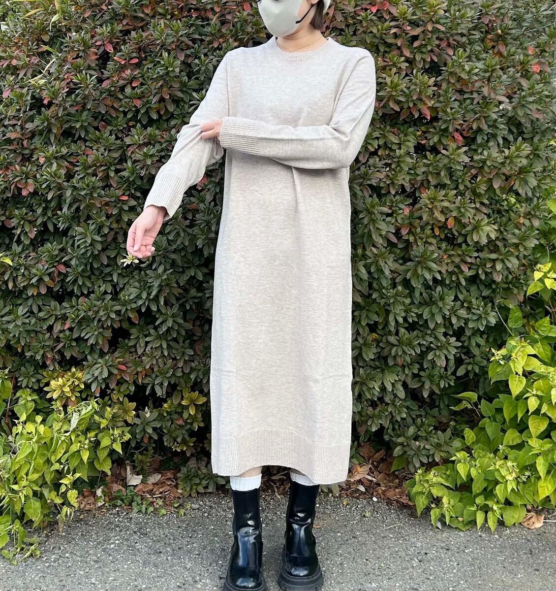 ユニクロ　スフレヤーンワンピース