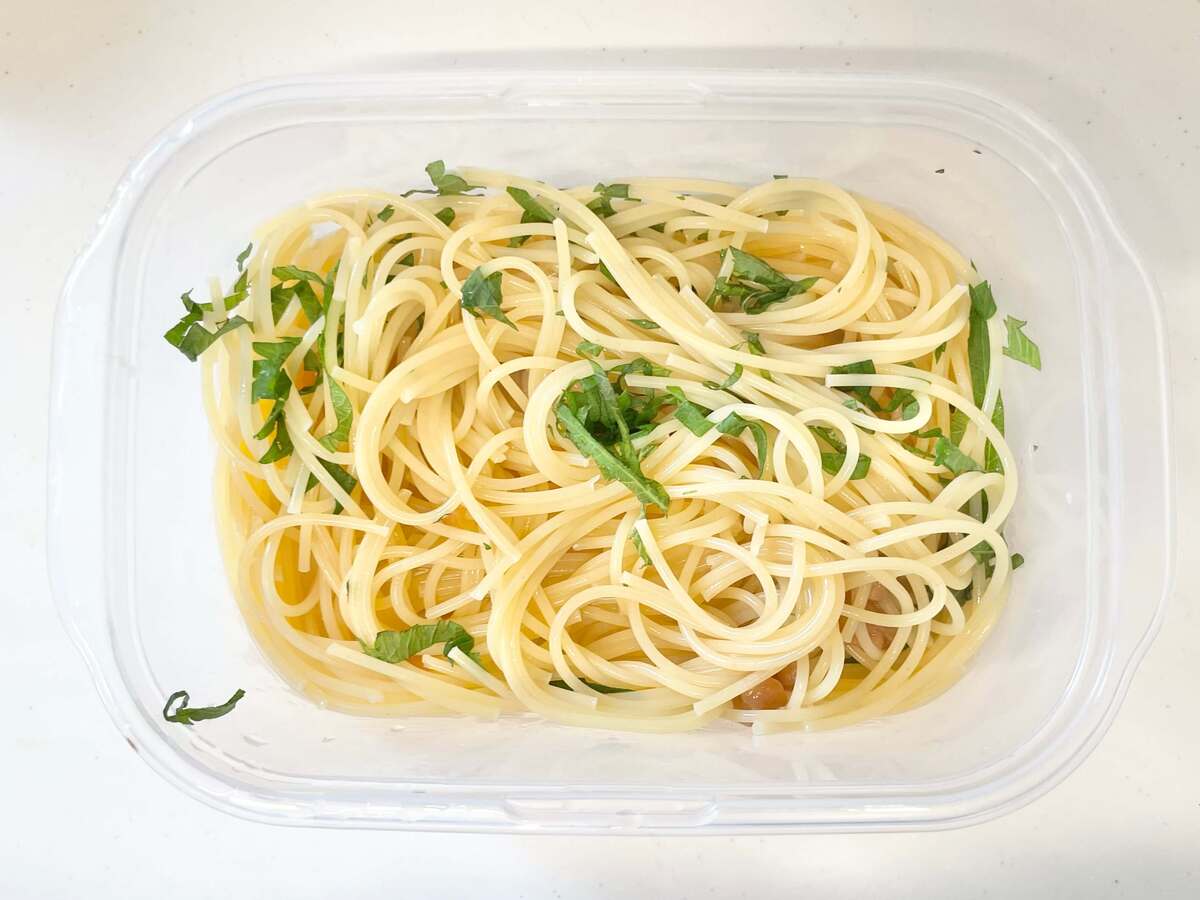ミツカン公式「白だしレンチンパスタ 梅しそ」