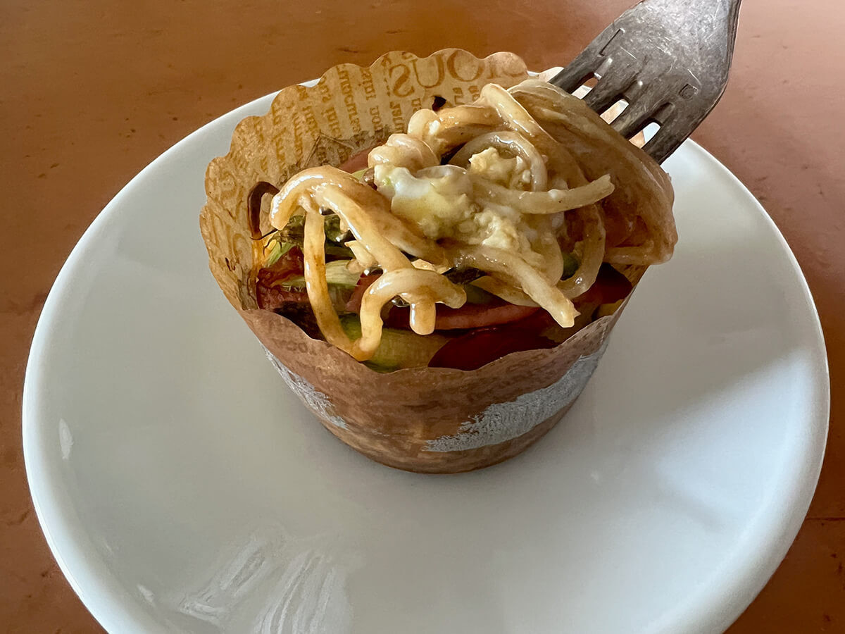 アスパラと焼そばのキッシュ風