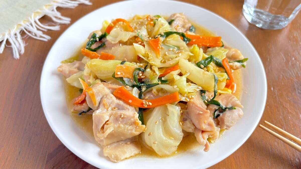 鶏と野菜のにんにく味噌マヨ蒸し