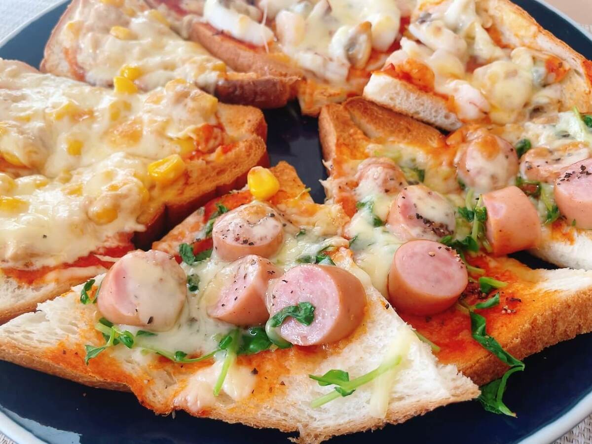 食パンで作るカラフルピザ