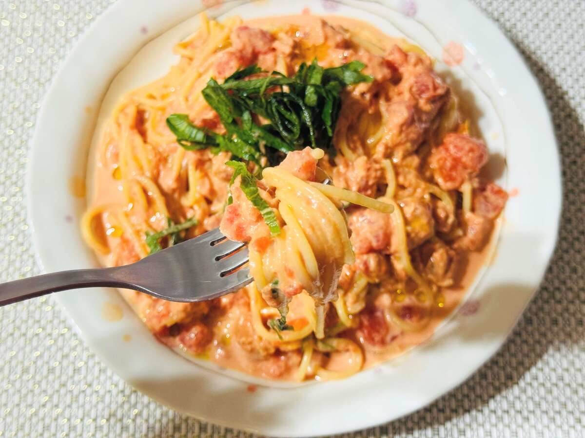 冷製トマトマヨクリームパスタ