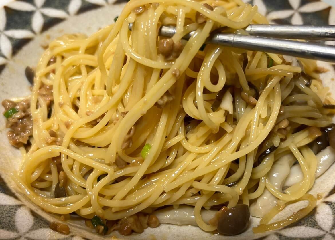 ワンパンでできる無限納豆パスタ