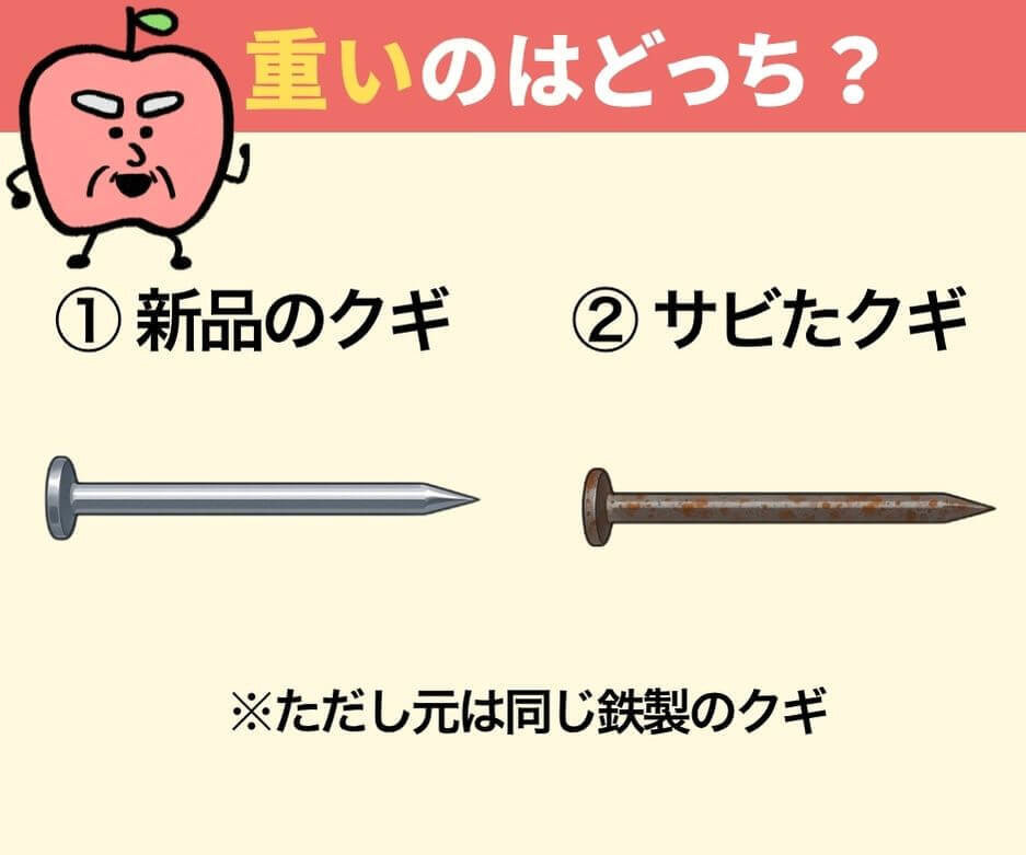 2本のクギ、重いのはどっち?