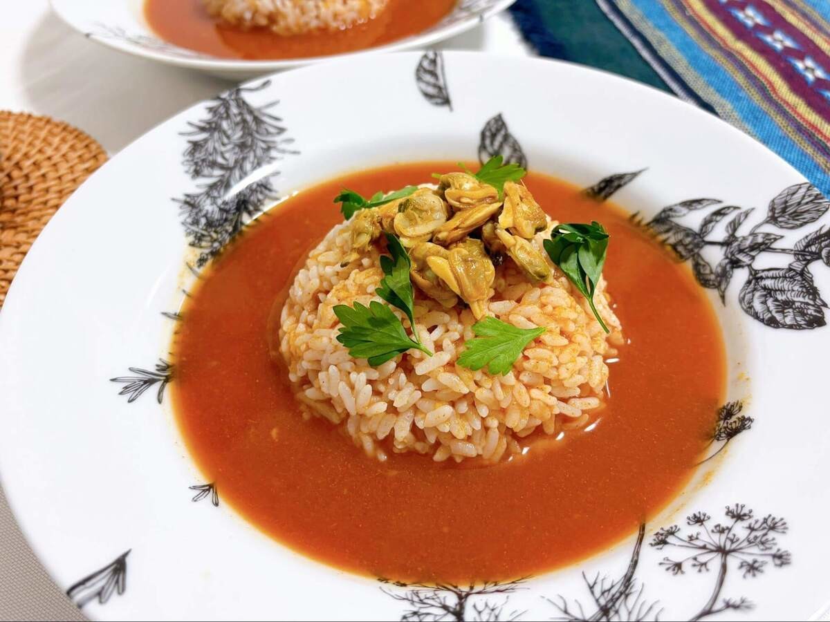あさり缶の冷やしトマトカレー