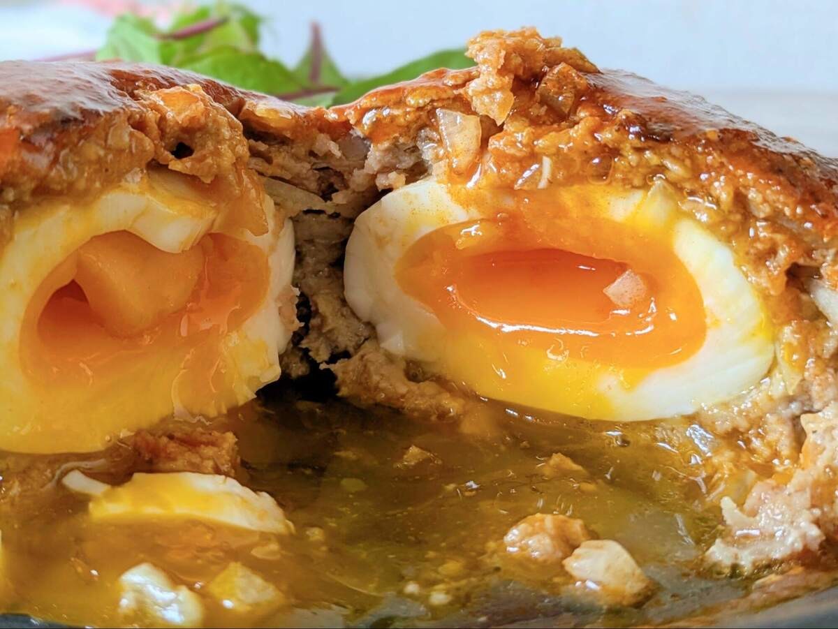 ZIP!「月見 in ハンバーグ」のレシピ