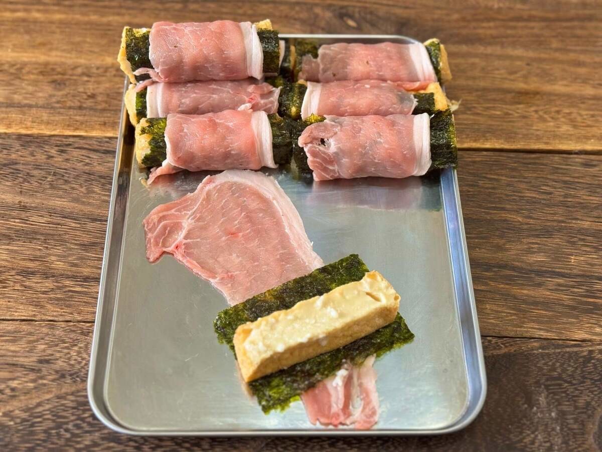 厚揚げの豚肉巻き