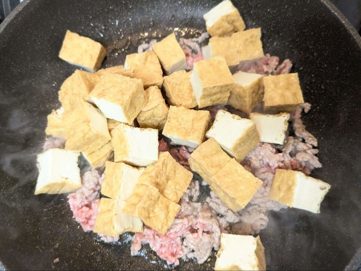 チンゲン菜そぼろ炒め