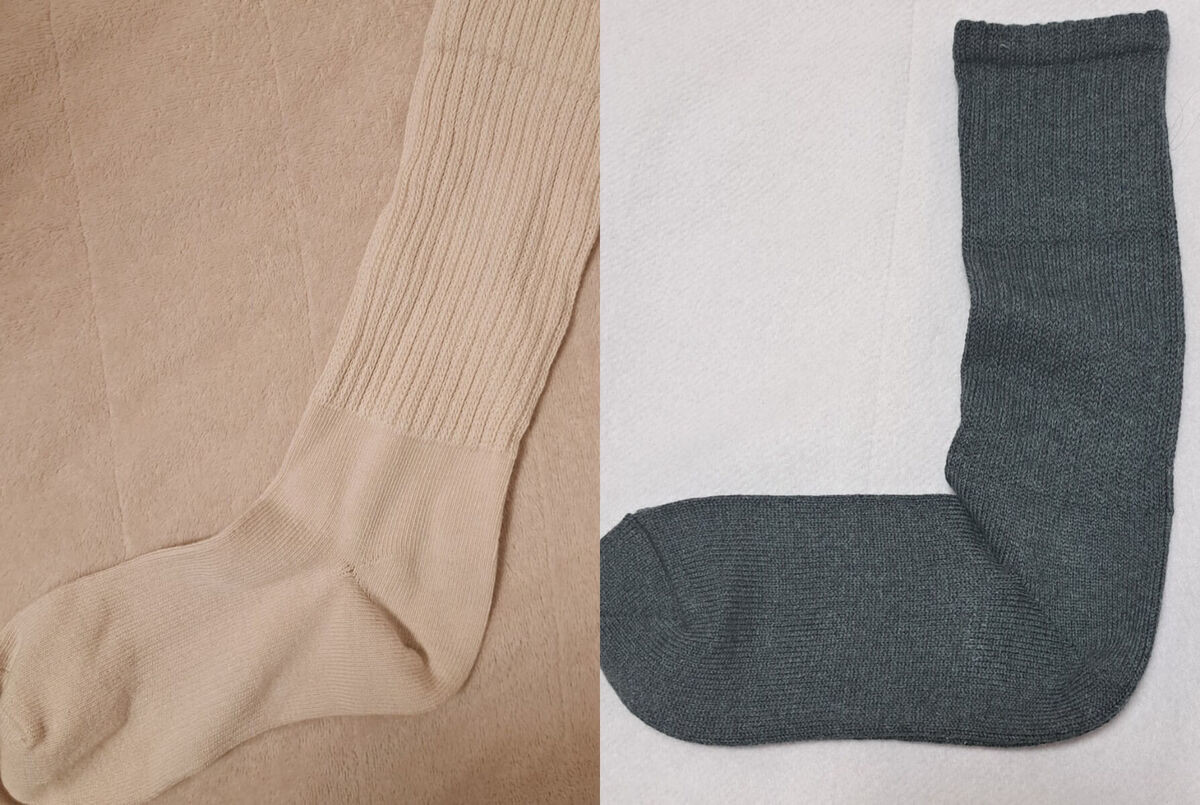 足なり直角 履き口やわらか くしゅっと履けるリブ編み靴下