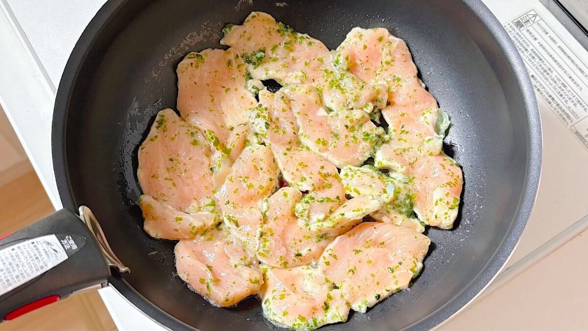 鶏胸のり塩バター焼き