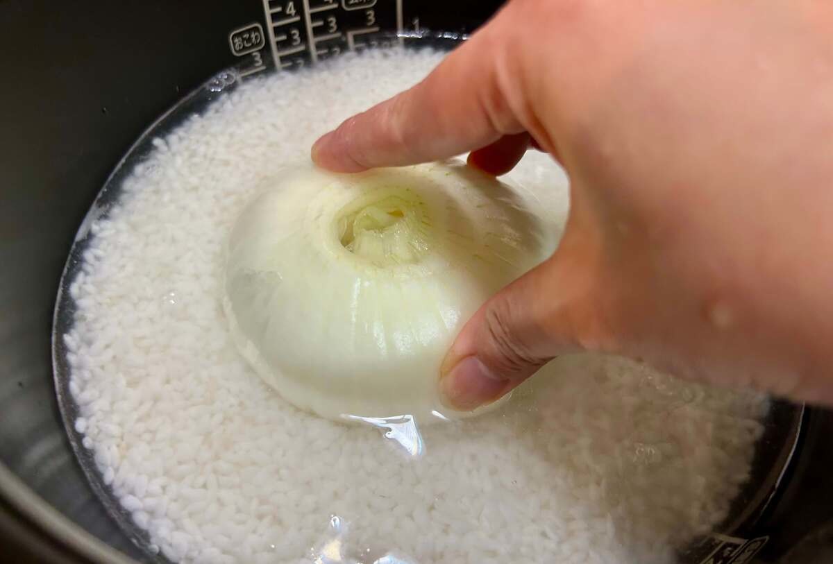 新たまねぎと梅干しの炊き込みご飯