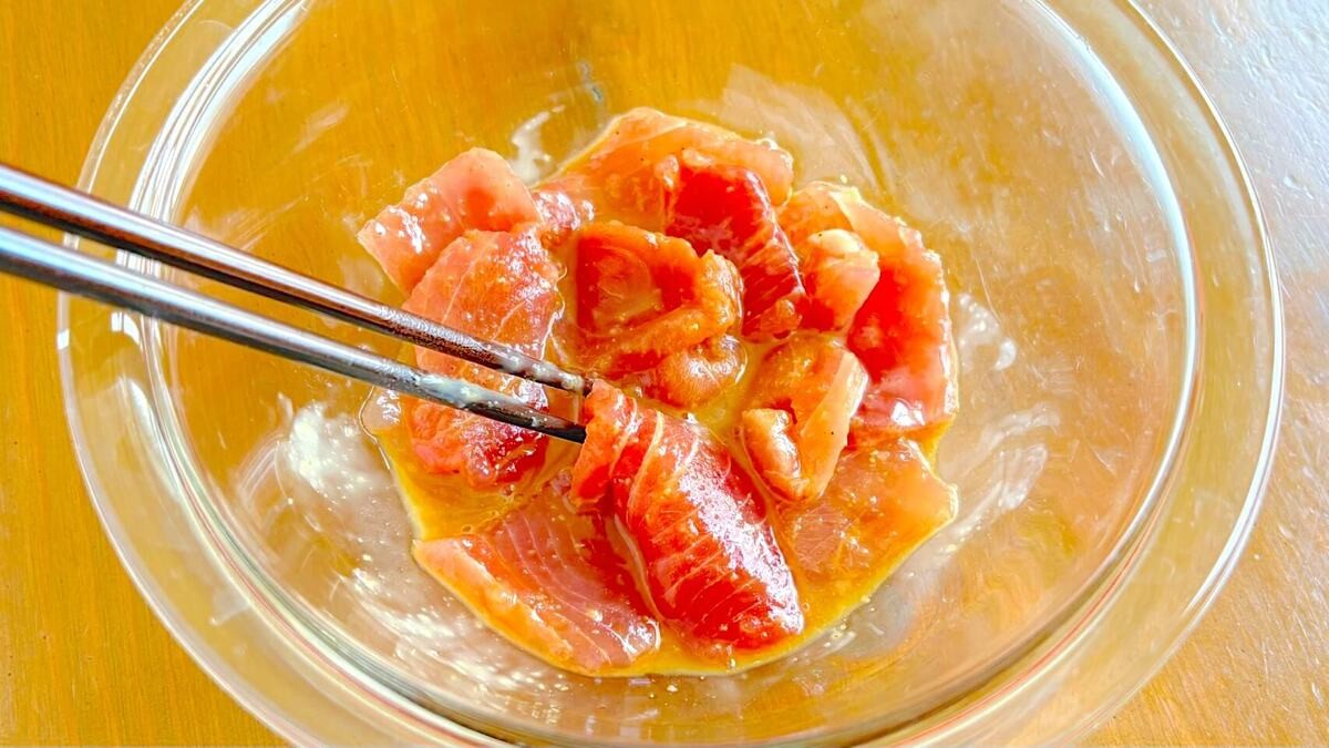 マグロのさっぱりごまポンあえ