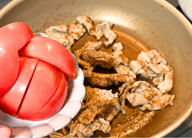 きじまりゅうたさん「豚肉トマト卵炒め」のレシピ