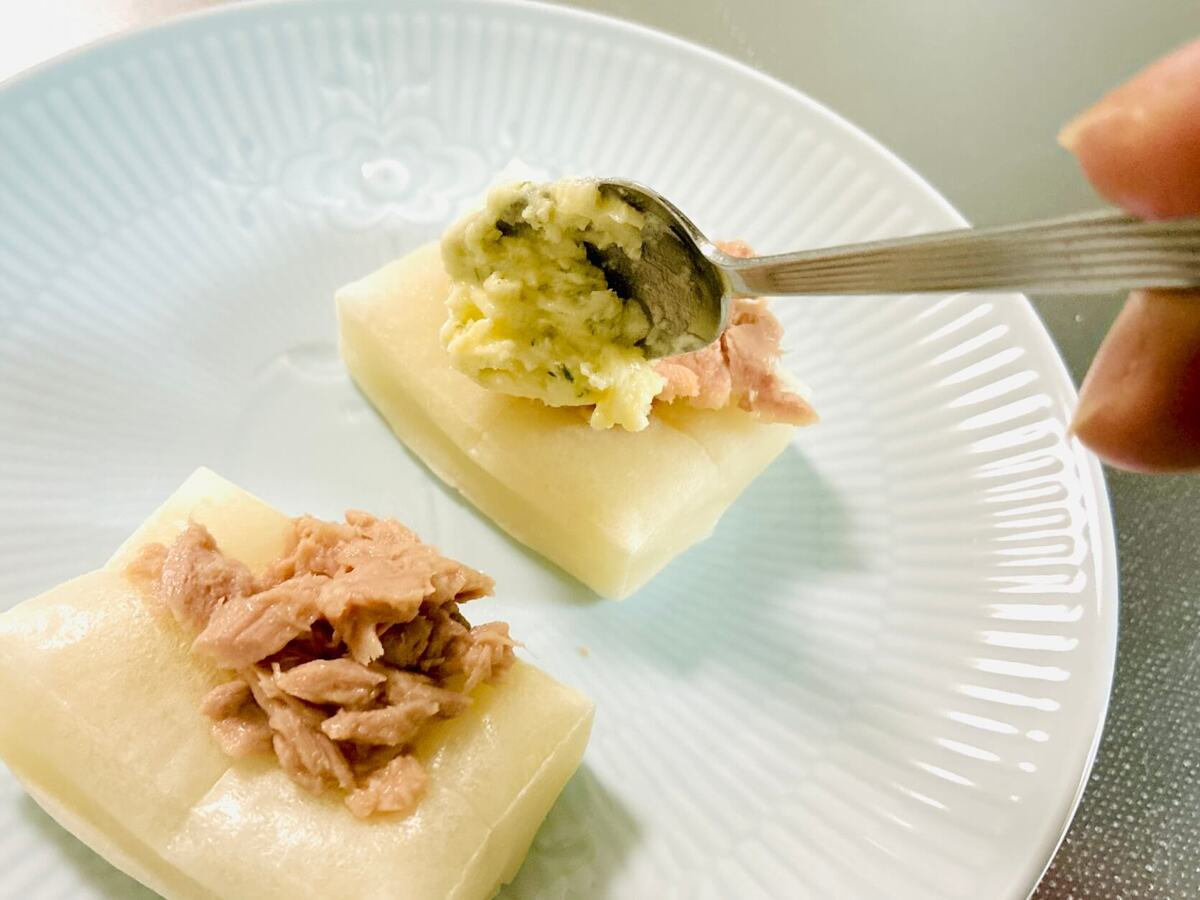 シーチキンのガーリックバターもち