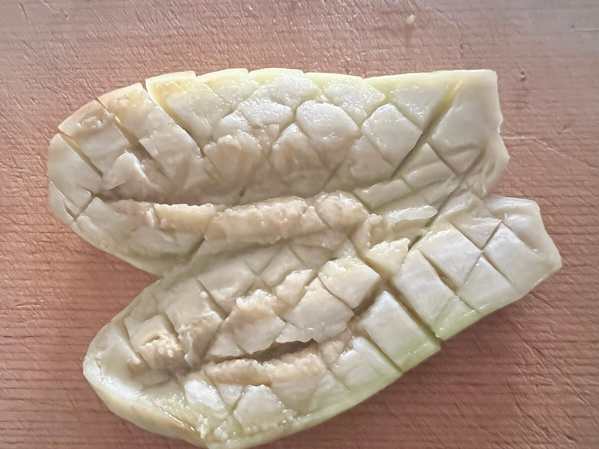 大原千鶴さん「レンチンなすのかば焼き」のレシピ