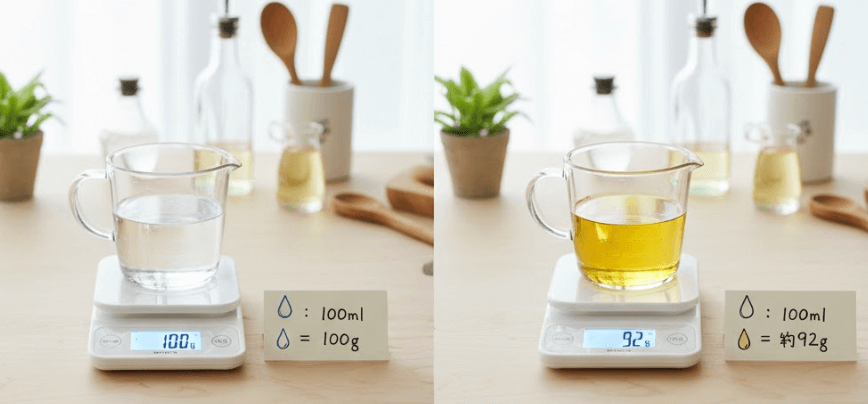 油100gは100mlだよね？