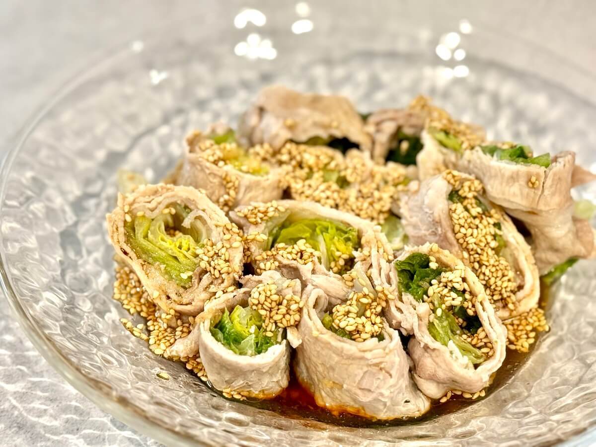 ミツカン公式レシピ「レタスのレンチン豚肉巻き やみつきだれ」
