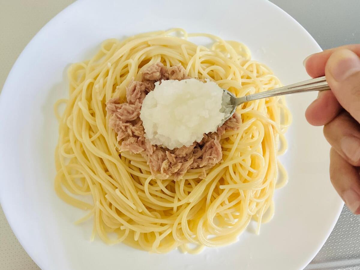 ツナとおろしの冷製ぽんパスタ
