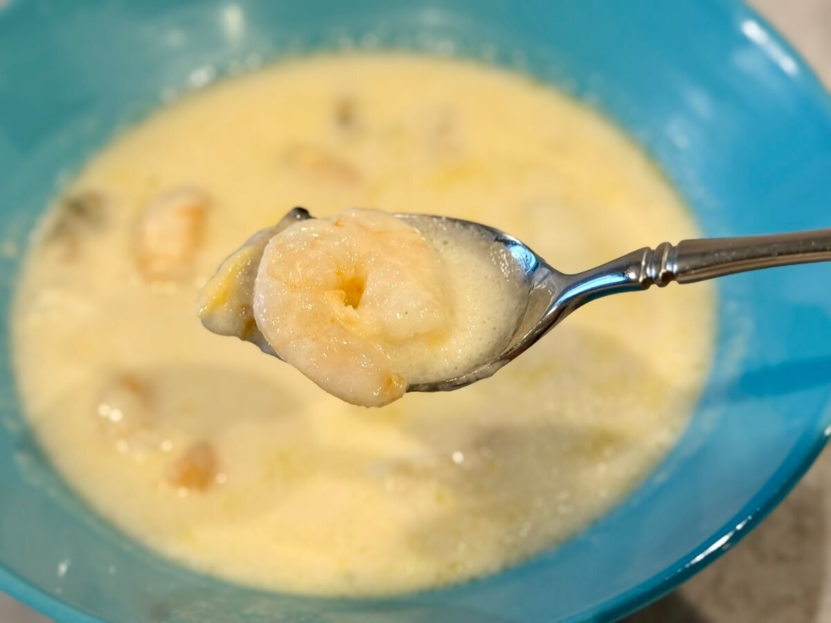 うどんスープでクラムチャウダー