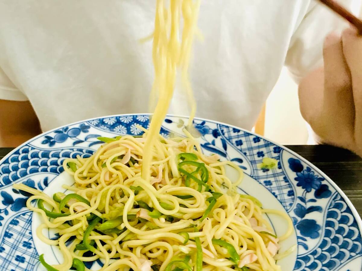 レンチン長ネギ和え麺