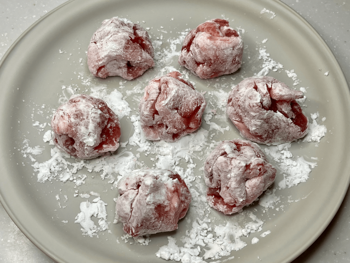 大庭英子さん「豚こまの丸め焼き 甘酢あん」