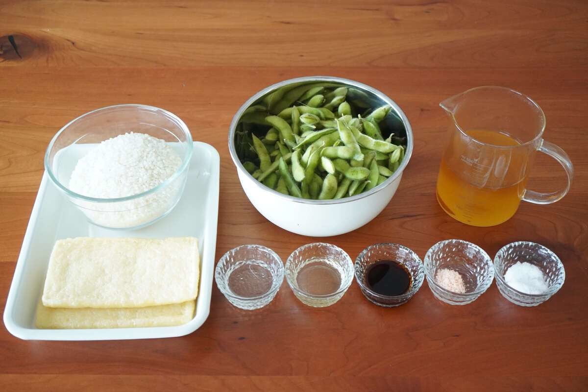 栗原はるみさん「枝豆と油揚げの炊き込みご飯」