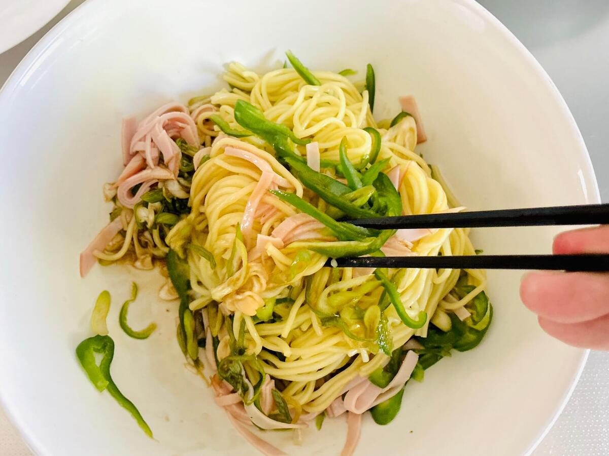 レンチン長ネギ和え麺