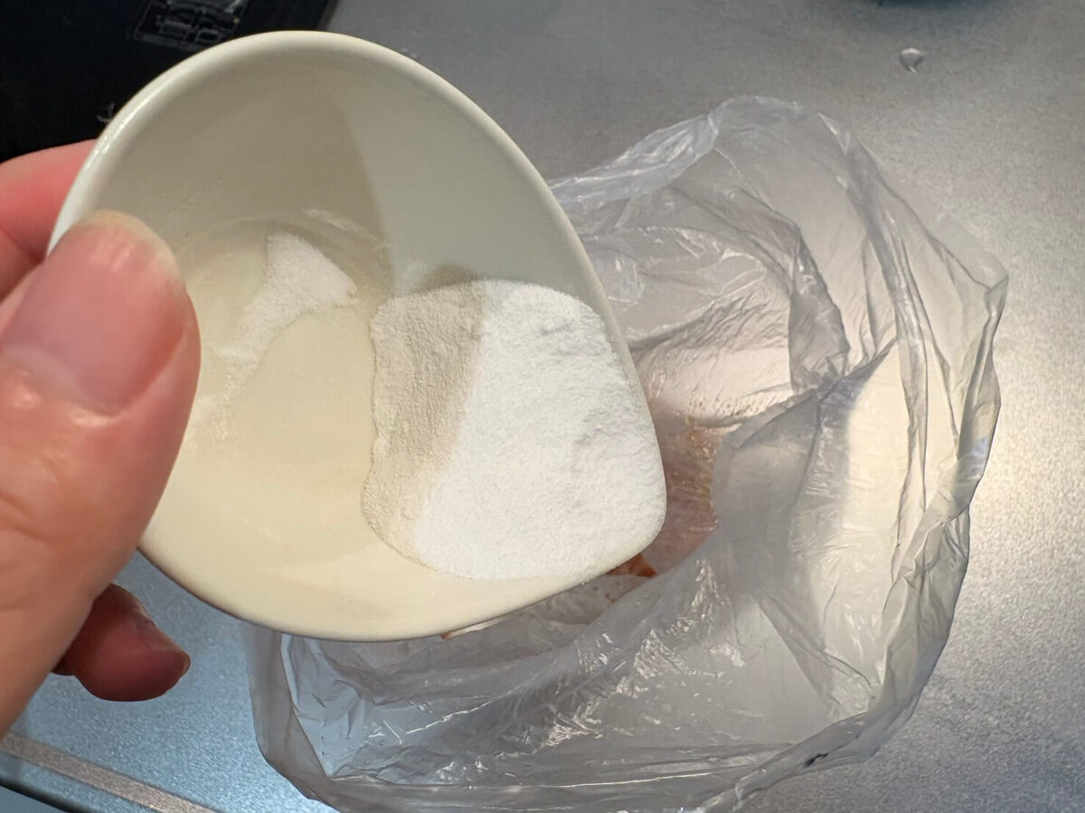 からあげの下味にうどんスープ