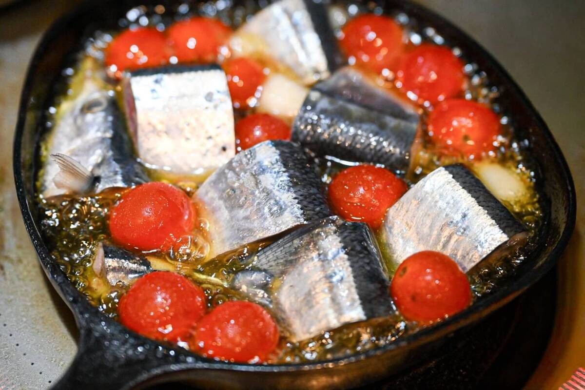 「サンマのアヒージョ」のレシピ