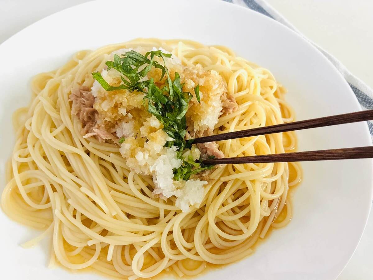 ツナとおろしの冷製ぽんパスタ