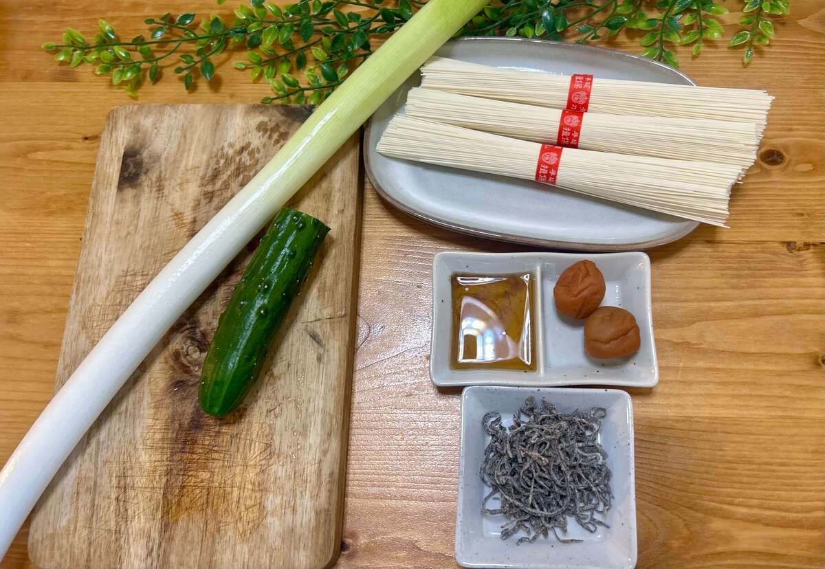 揖保乃糸公式「梅ねぎ混ぜそうめん」